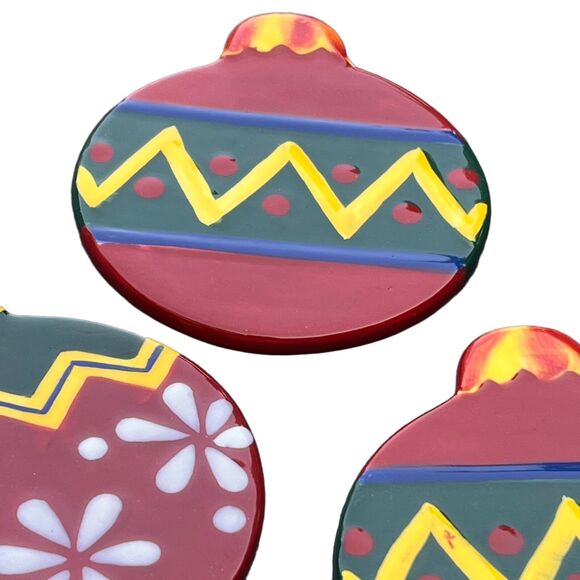 Set of 8 Ceramic Christmas Ornament Coasters Festive Holiday Decor Gift - Picture 1 of 4
